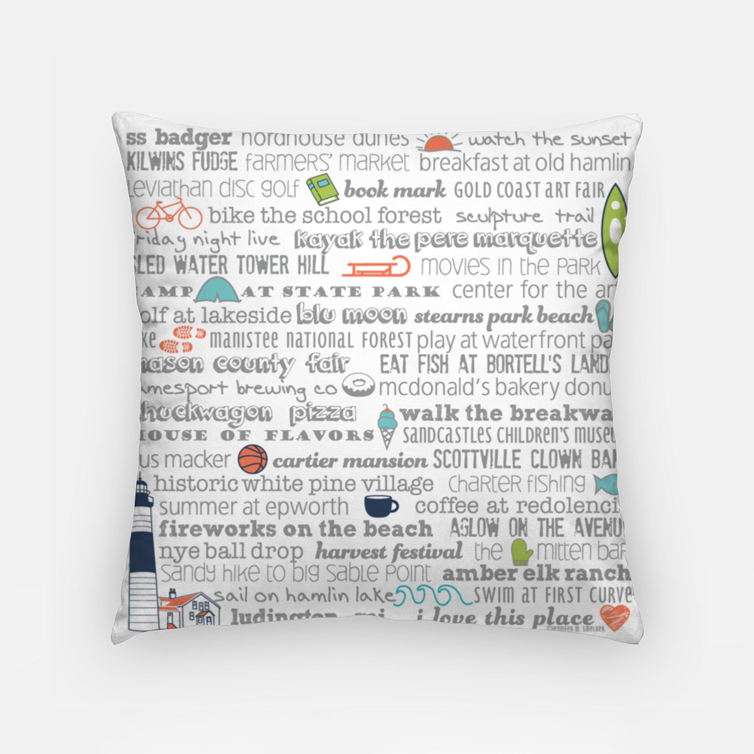 Pillowcase 18 Inch - Ludington Bucket List
