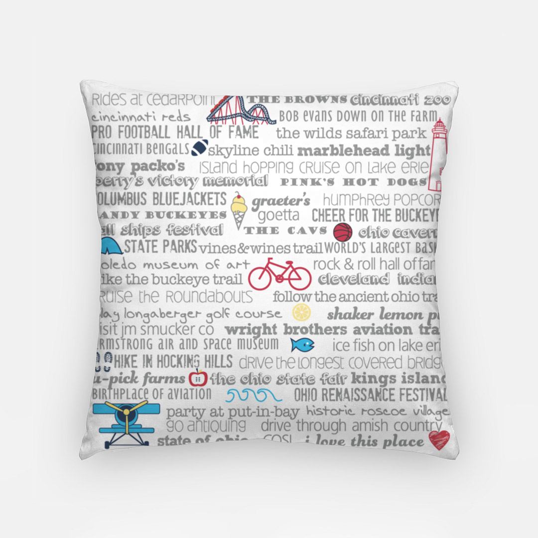 Pillowcase 18 Inch - Ohio Bucket List