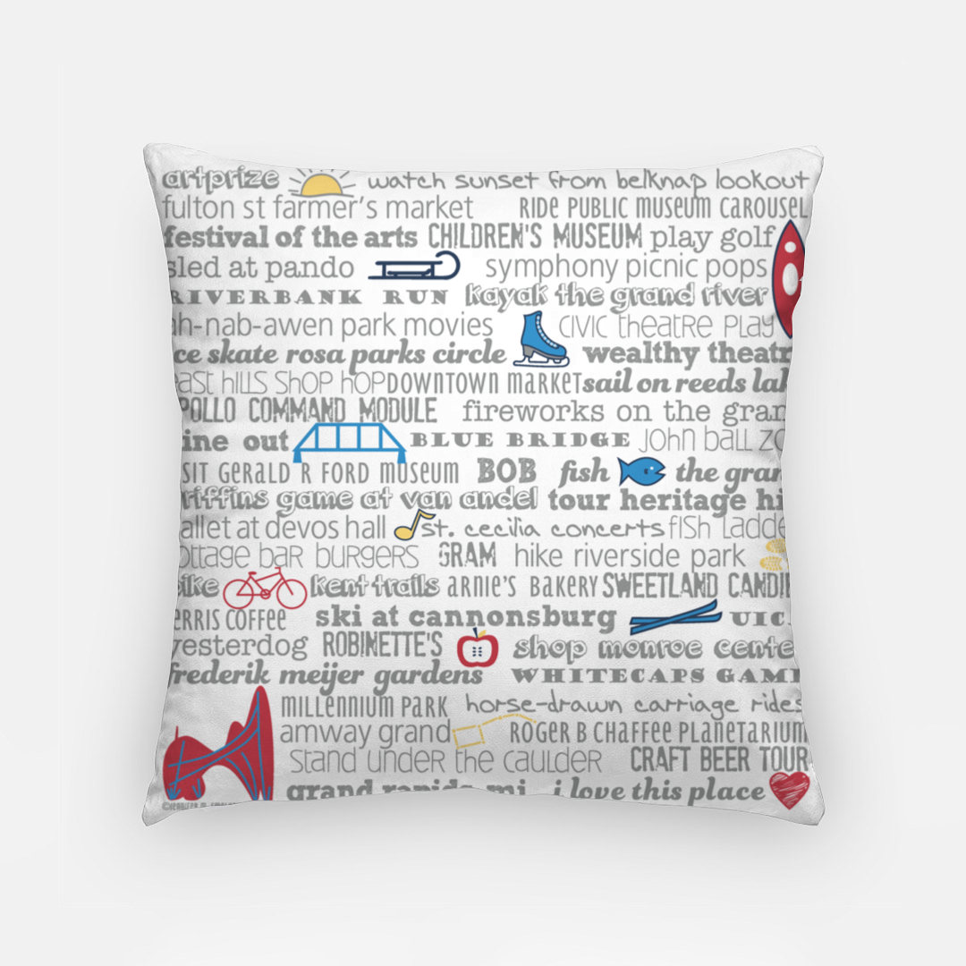 Pillowcase 18 Inch - Grand Rapids Bucket List