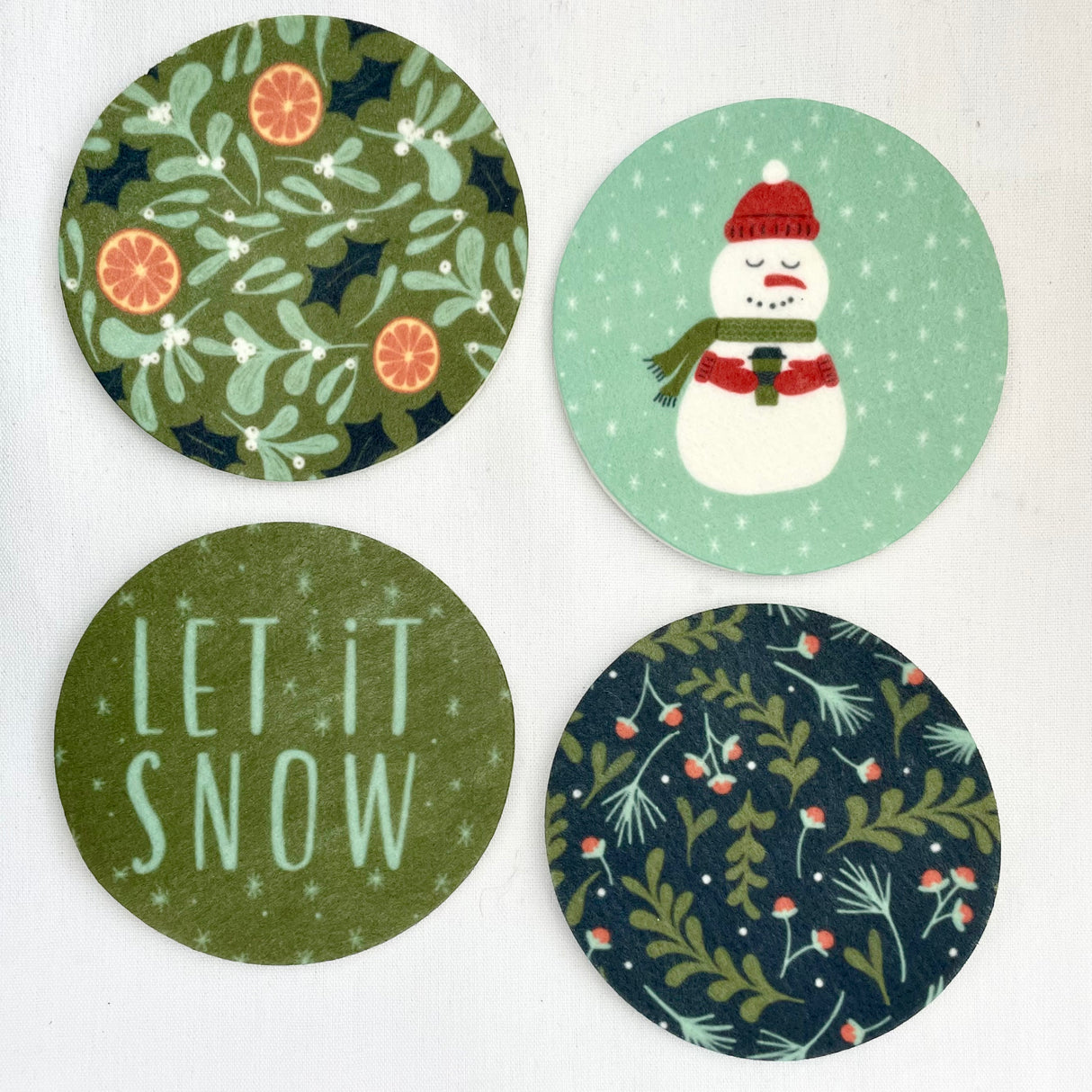 Woodland Christmas Felt Coaster Set of 4