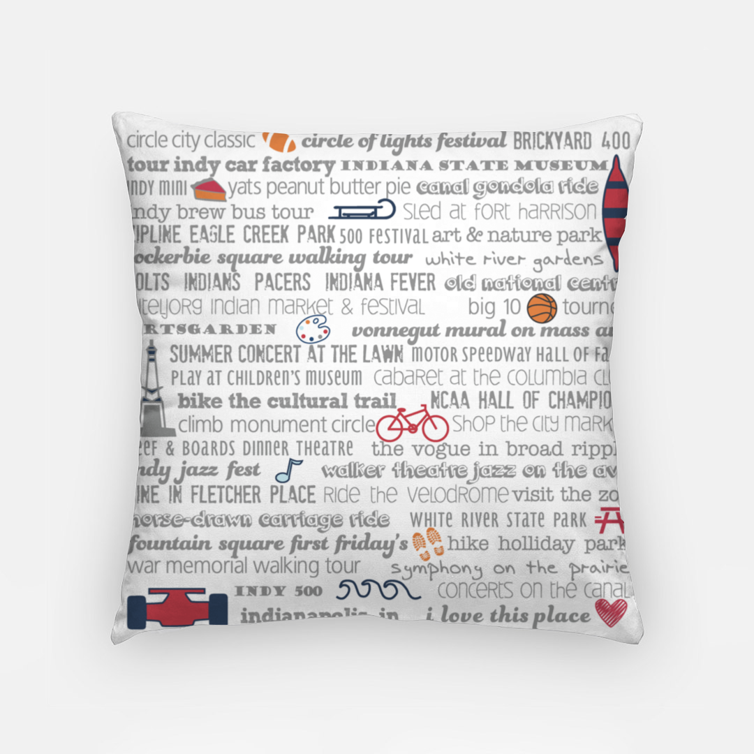 Pillowcase 18 Inch - Indianapolis Bucket List