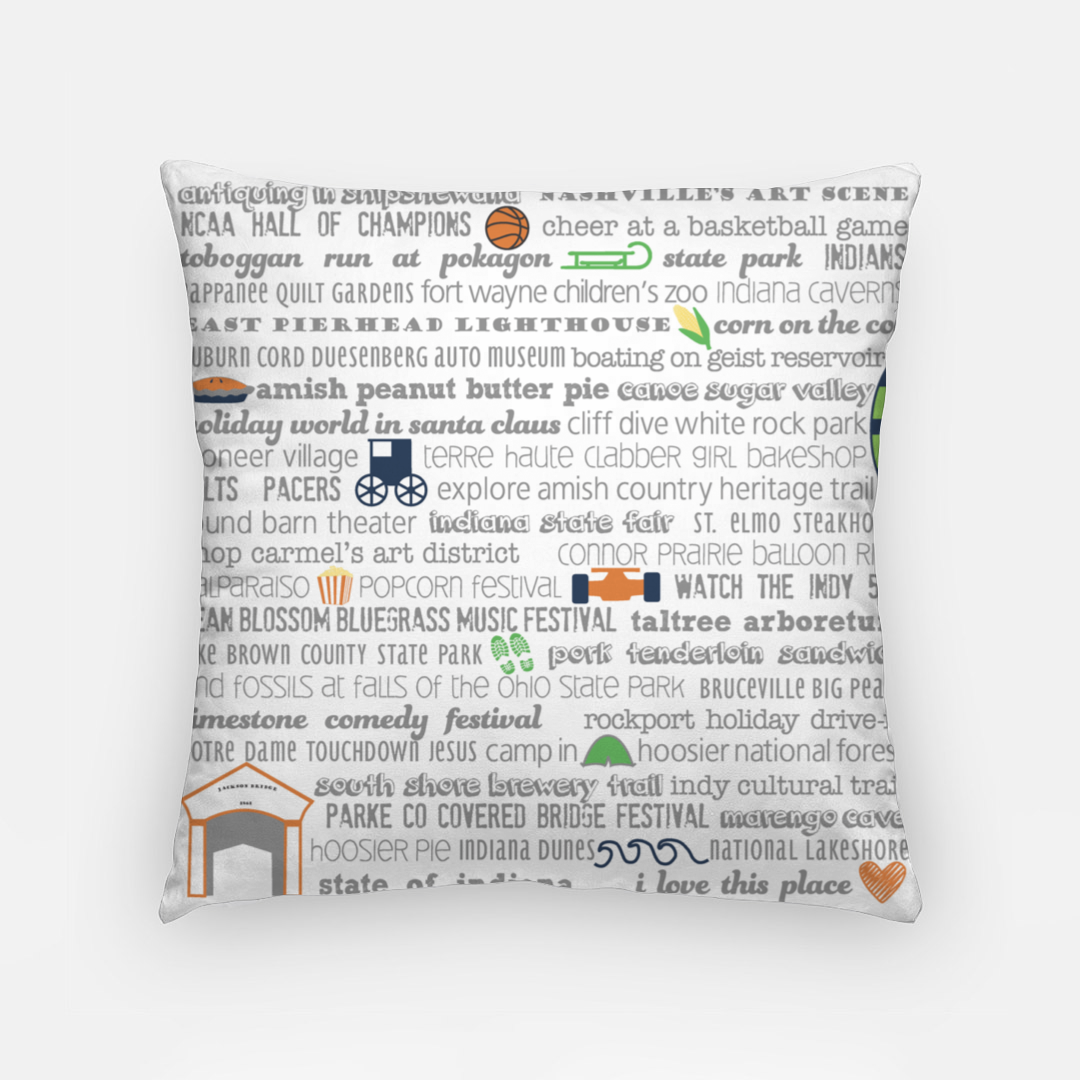 Pillowcase 18 Inch - Indiana Bucket List