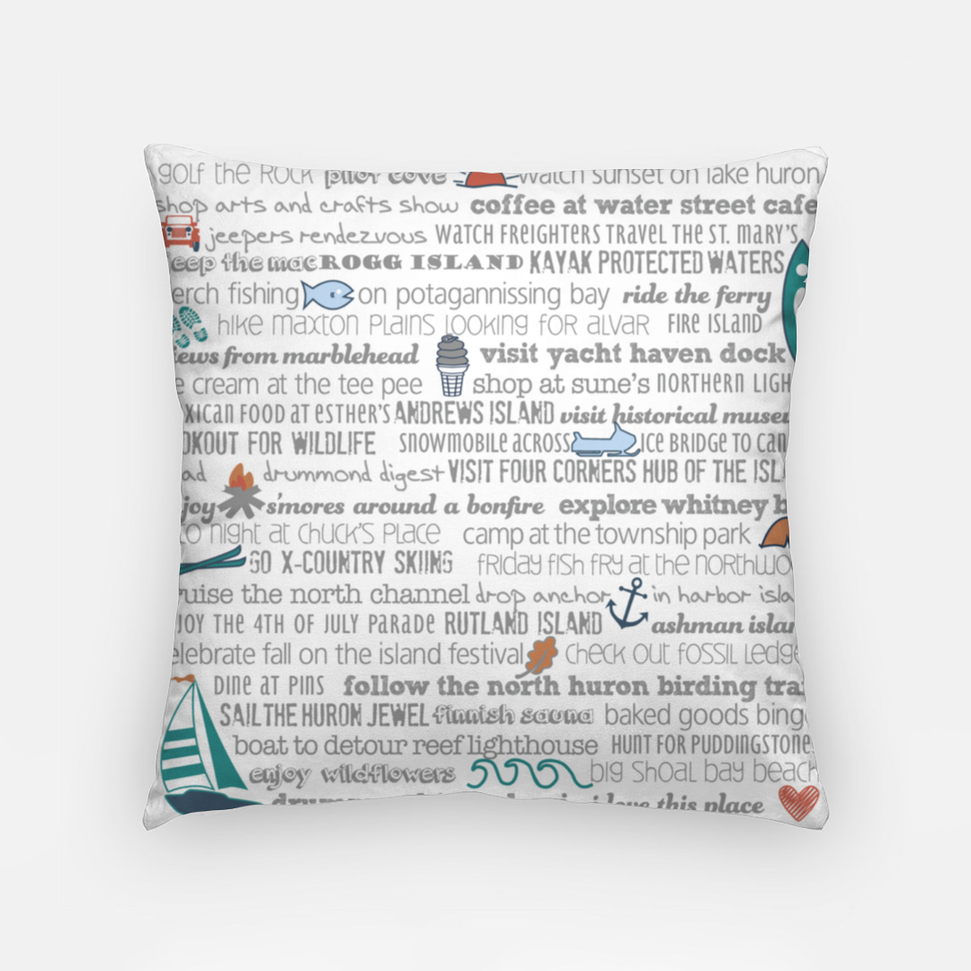 Pillowcase 18 Inch - Drummond Island Bucket List