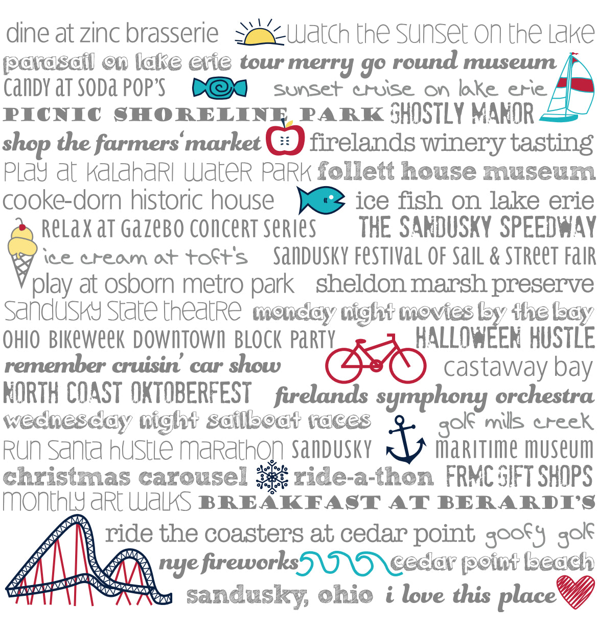 SALE Pillow Case 18 Inch - Sandusky Ohio Bucket List