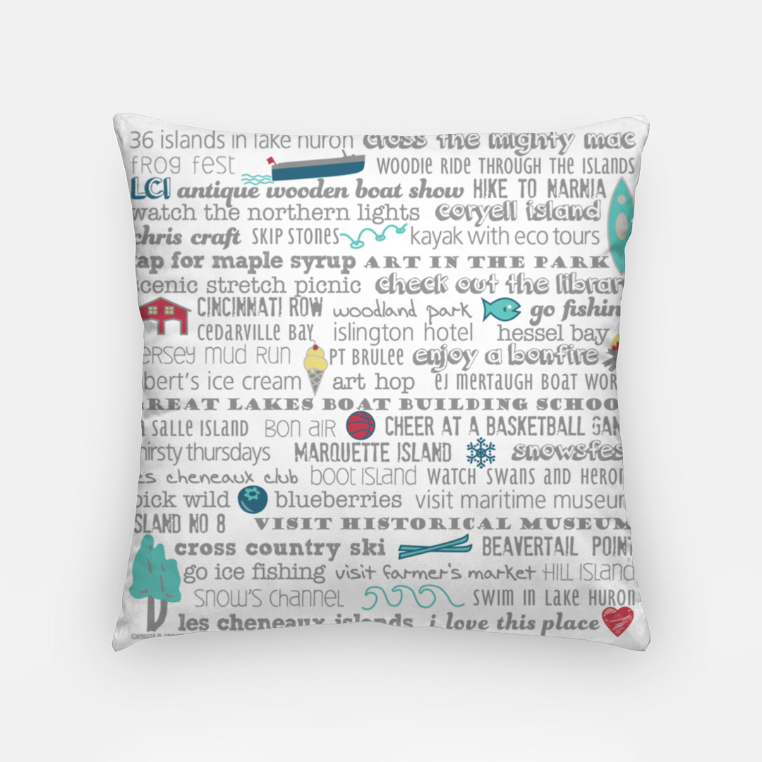 Pillowcase 18 Inch - Les Cheneaux Islands Bucket List