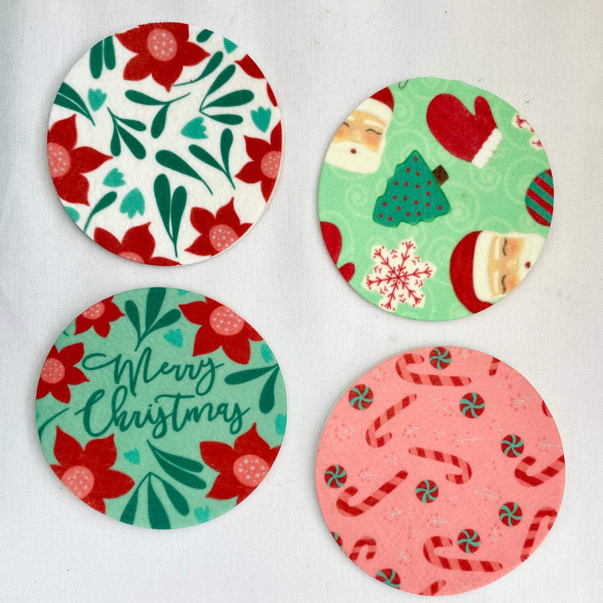 Retro Christmas Felt Coaster Set of 4