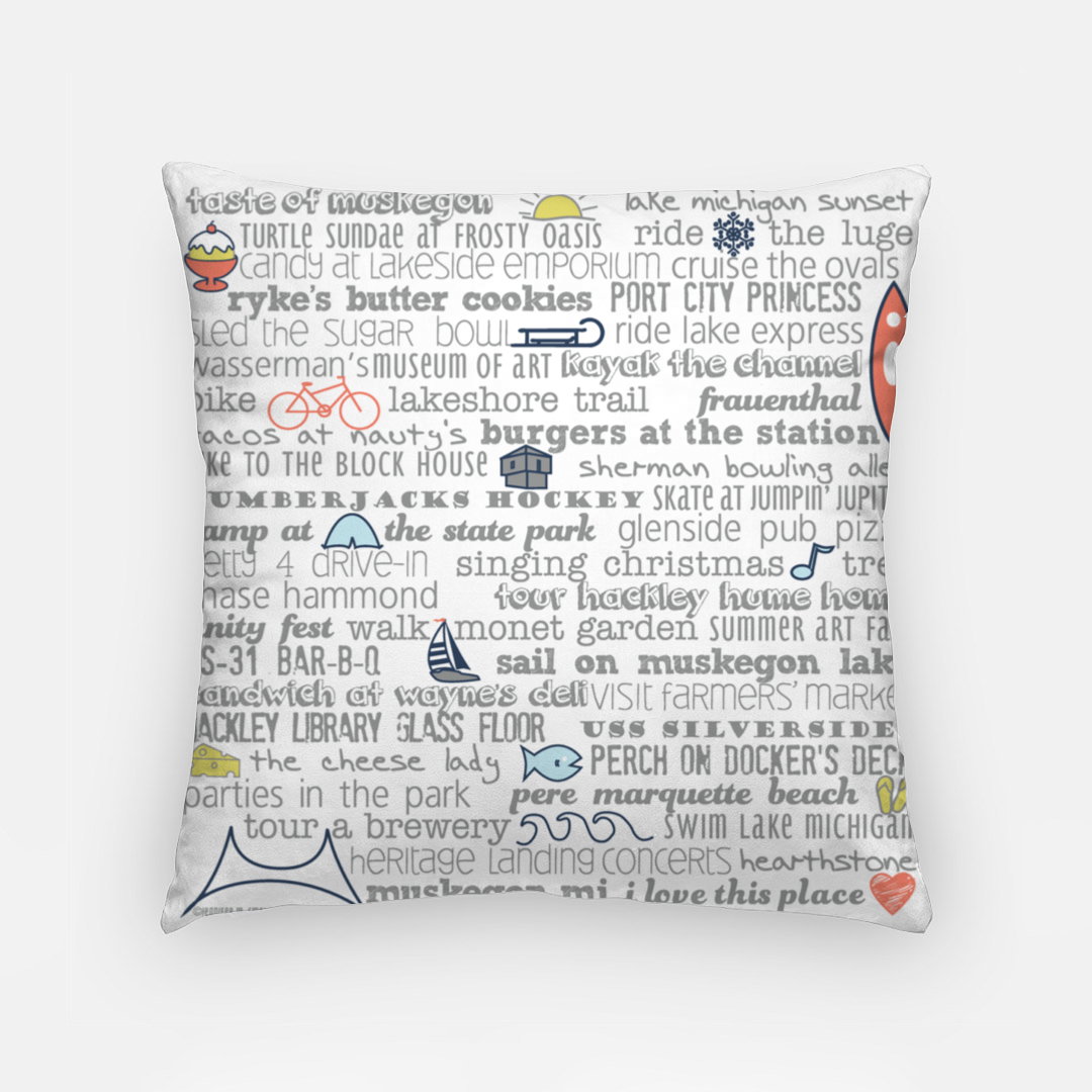 Pillowcase 18 Inch - Muskegon Bucket List