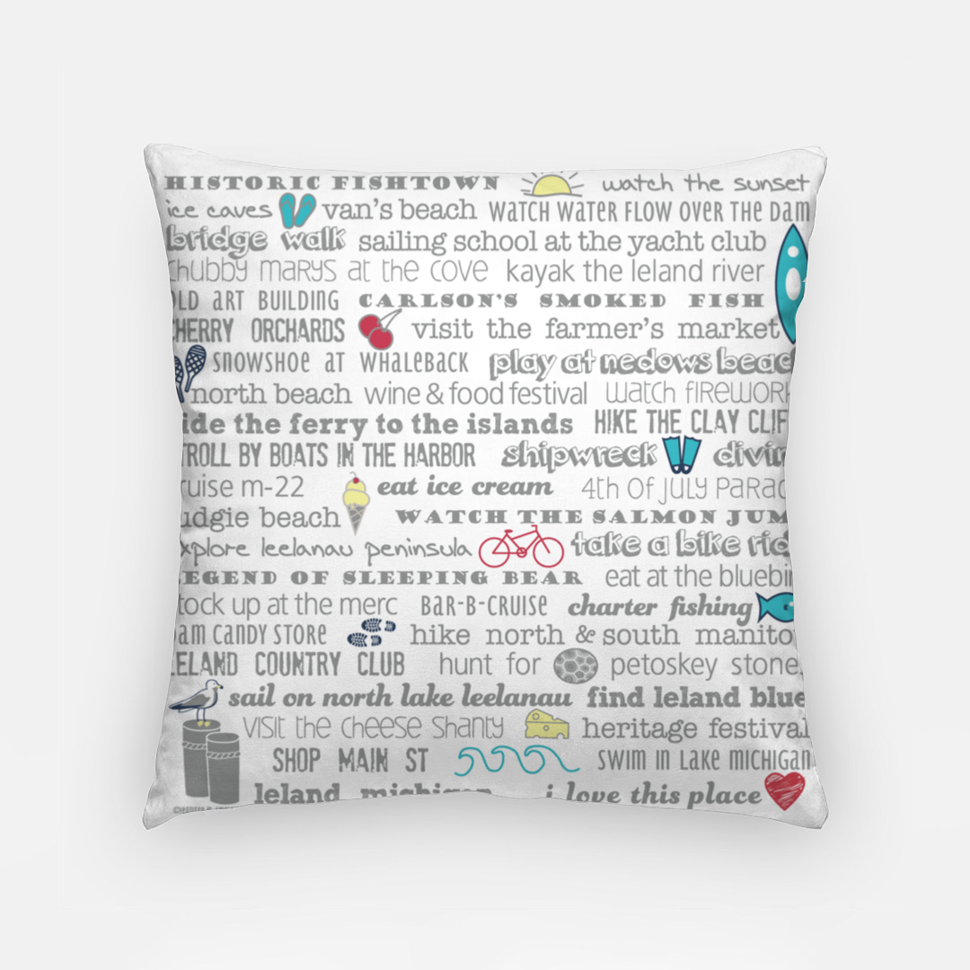 Pillowcase 18 Inch - Leland Bucket List