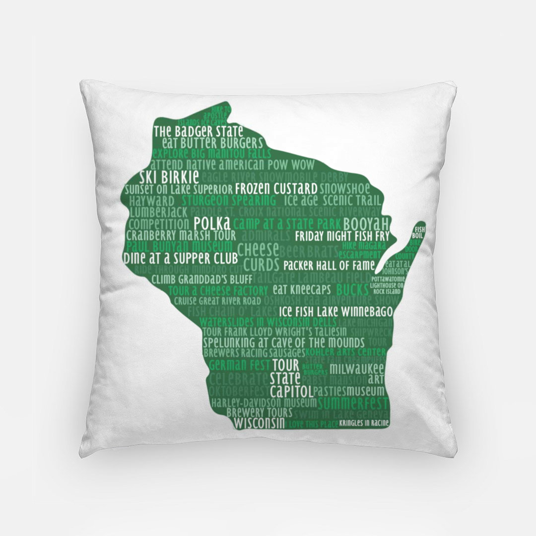 Pillowcase 18 Inch - Wisconsin Silhouette