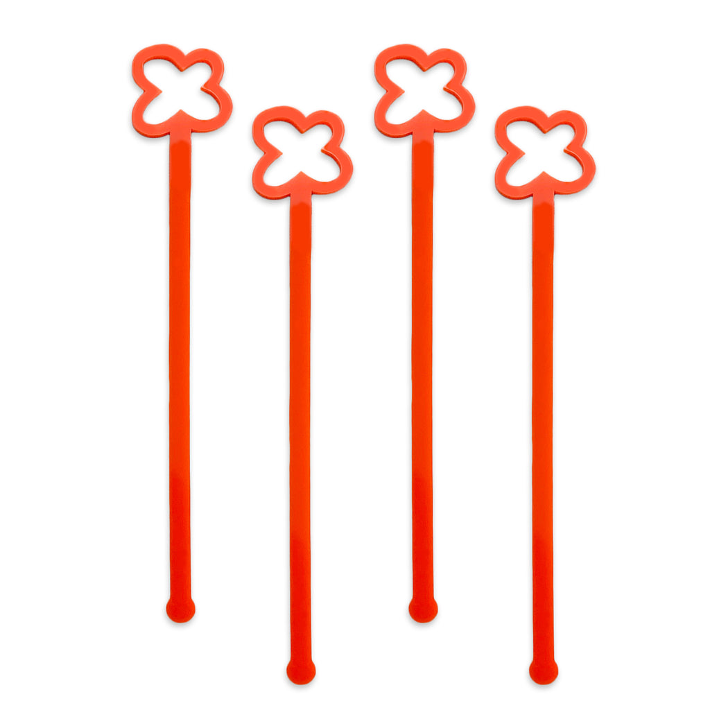 Swizzle Sticks - Poppy & Leaves Set of 4 - Tandem For Two