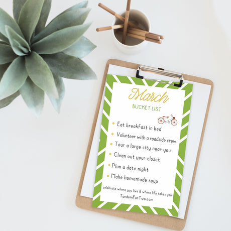March Bucket List from Tandem For Two