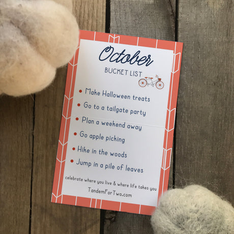 October Bucket List from Tandem For Two