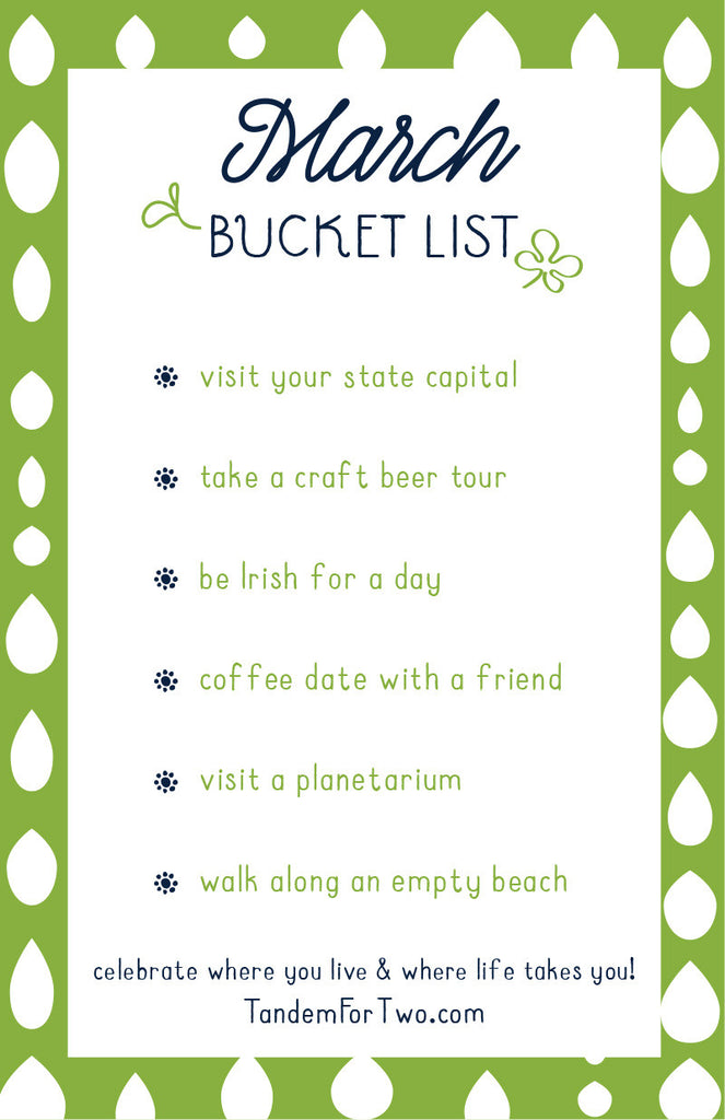 March Bucket List from Tandem For Two