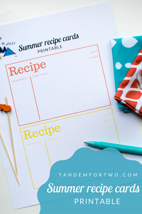 Freebie: August 2017 Summer Recipe Cards Printable