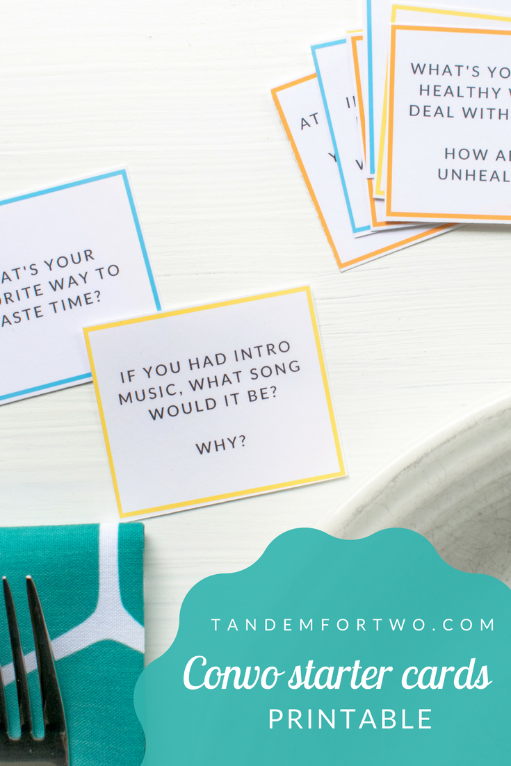 Freebie: Convo Starter Cards Printable – Tandem For Two, LLC