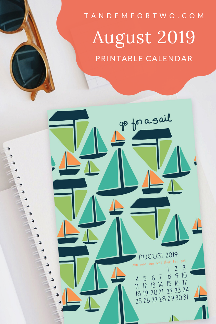 Freebie: August 2019 Calendar, Tandem For Two