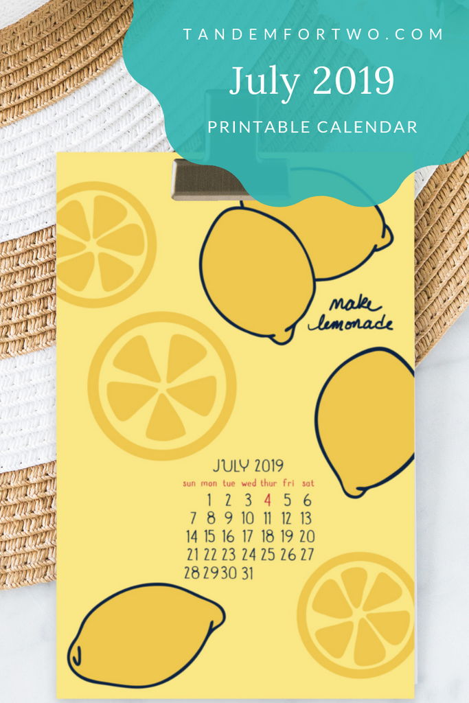 Freebie: July 2019 Calendar - Tandem For Two