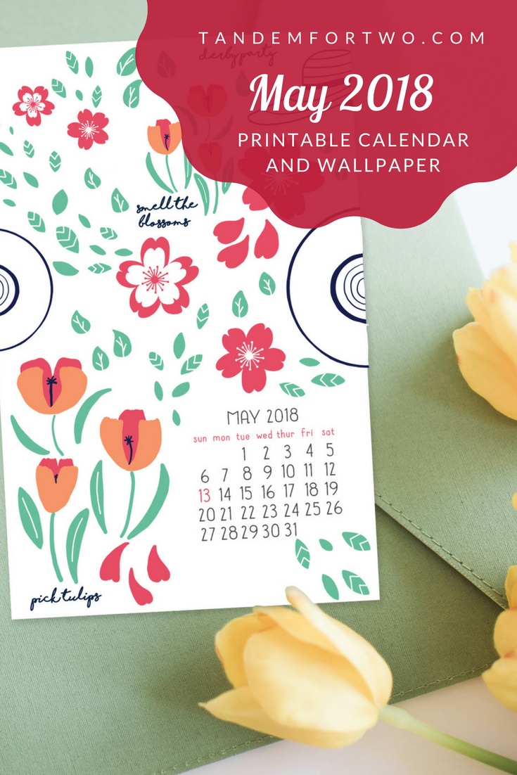 May 2018 printable calendar from tandemfortwo.com