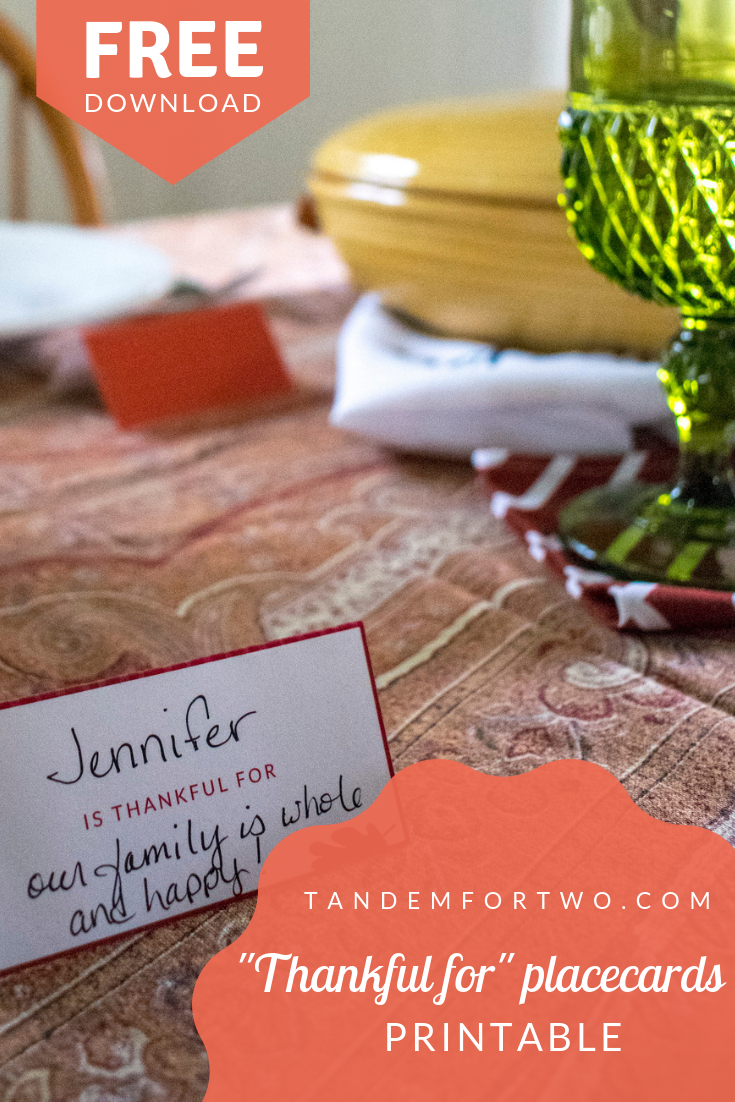 Freebie: "Thankful for" Placards Printable - tandemfortwo.com