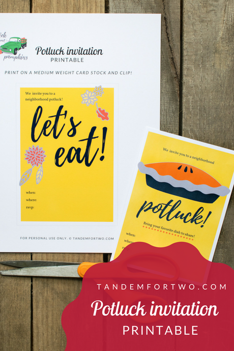 Freebie: October 2017 Potluck Invitation Printable