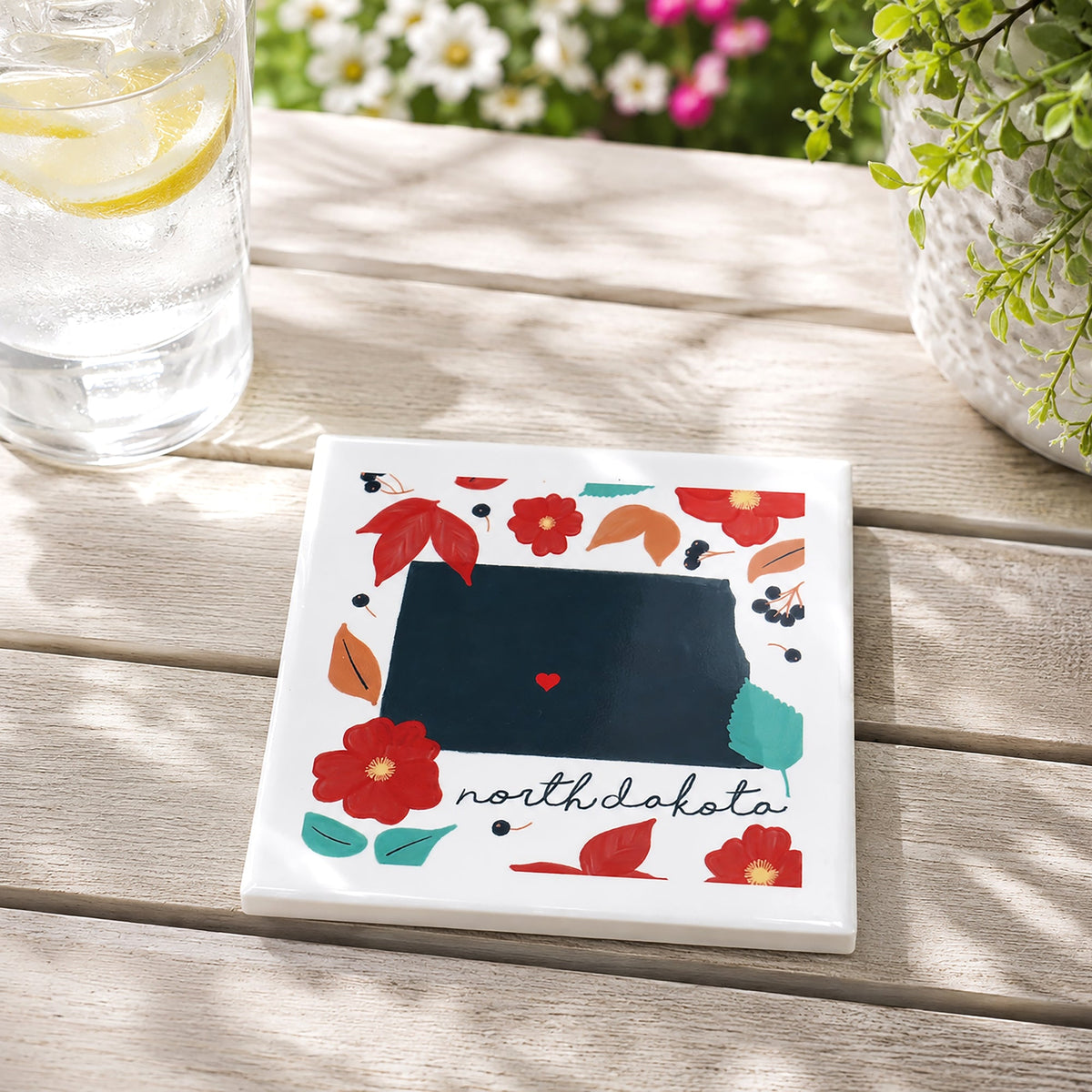 North Dakota - Ceramic Coaster