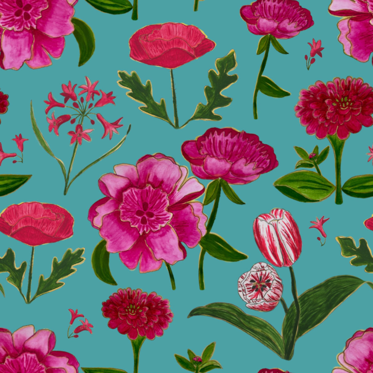 Botanical Bouquet - Aqua