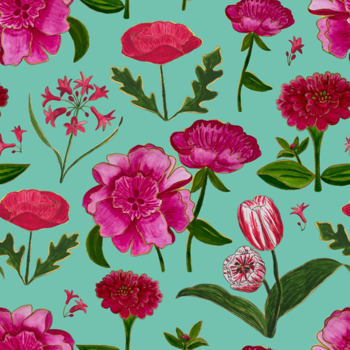 Botanical Bouquet - Seafoam