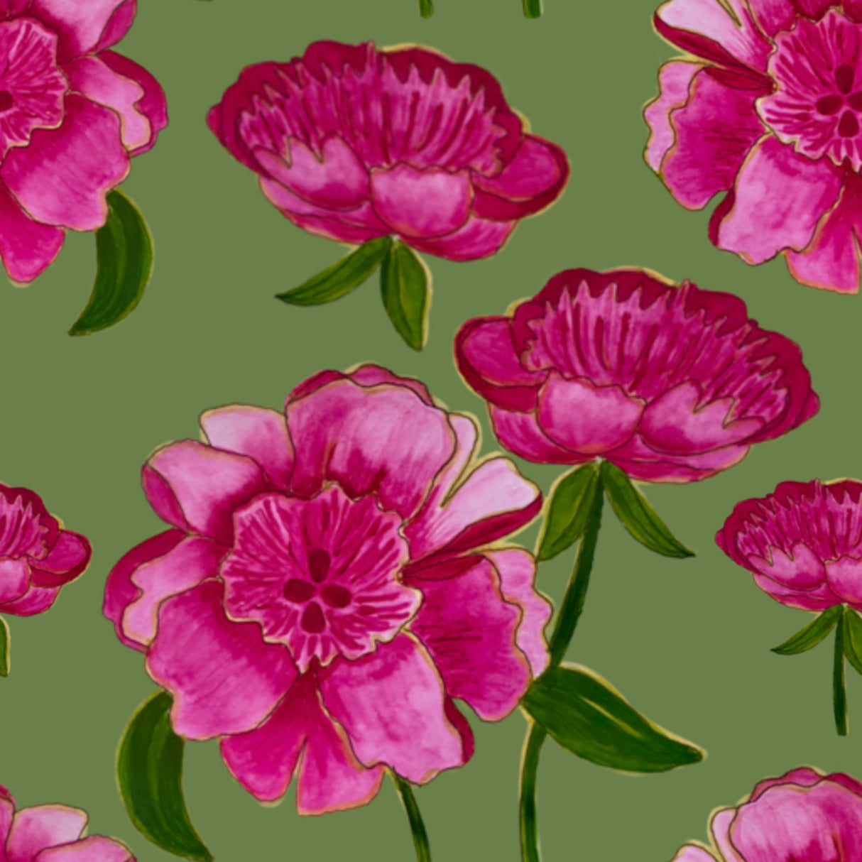 Peony Promenade - Olive