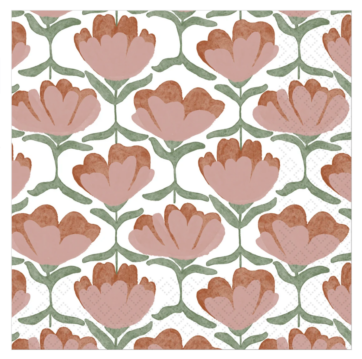 Amber Harvest Cocktail Napkin with painterly amber and blush florals
