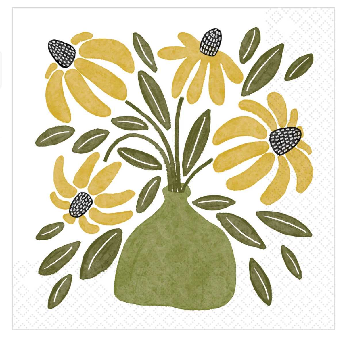Amber Harvest Vase Cocktail Napkin with echinacea blooms in a green vase