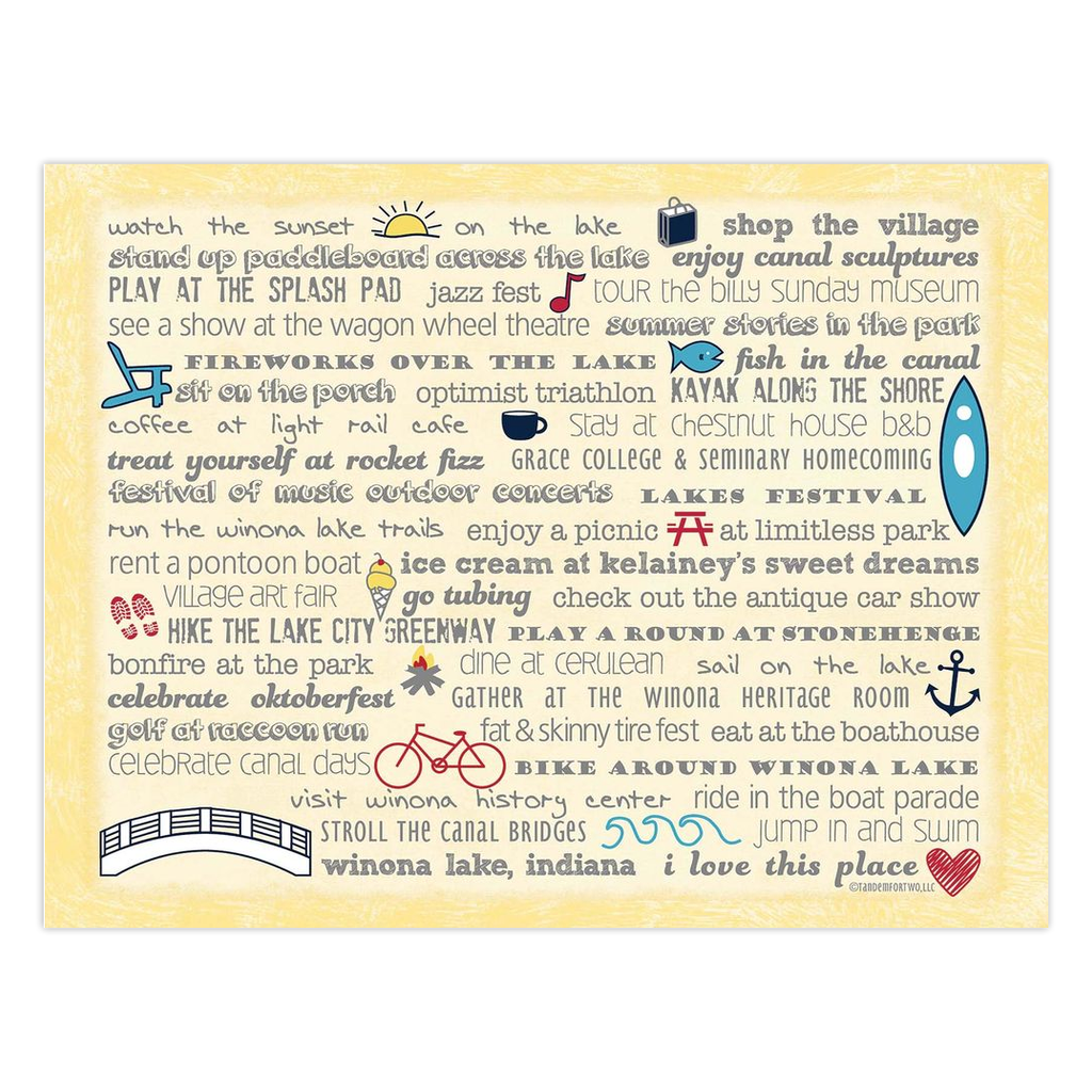 Notecards - Set of 10 Winona Lake Bucket List
