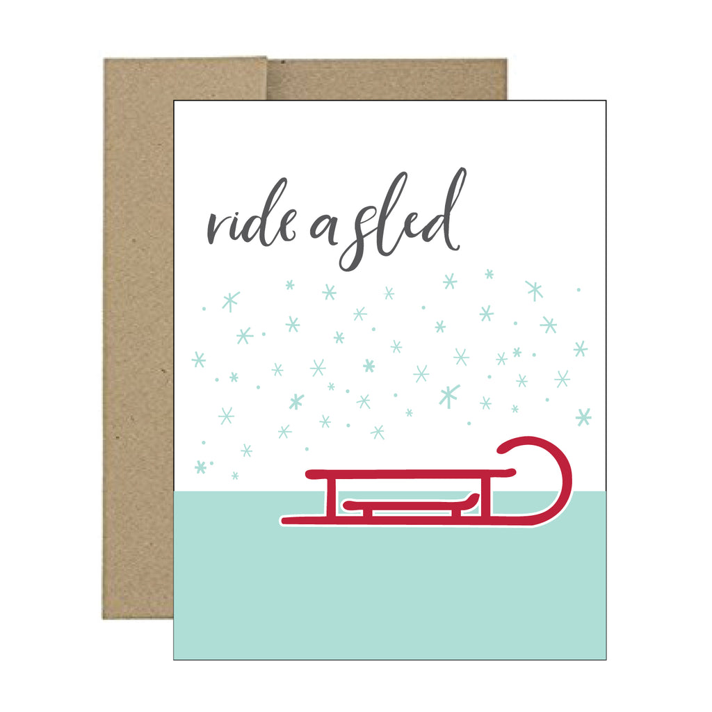 Greeting Card - Ride A Sled - Tandem For Two
