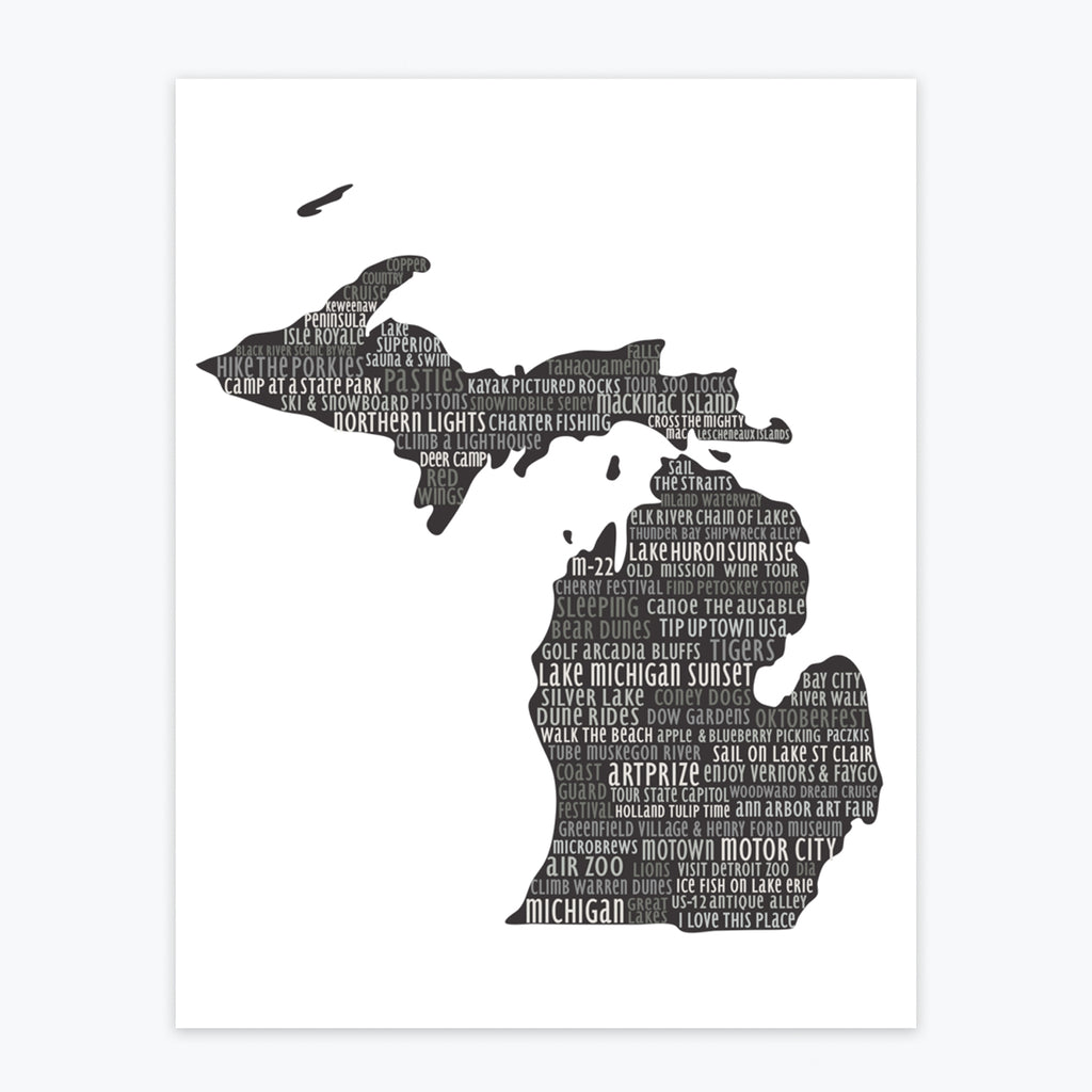 Art Print - Natural Michigan Silhouette - Tandem For Two