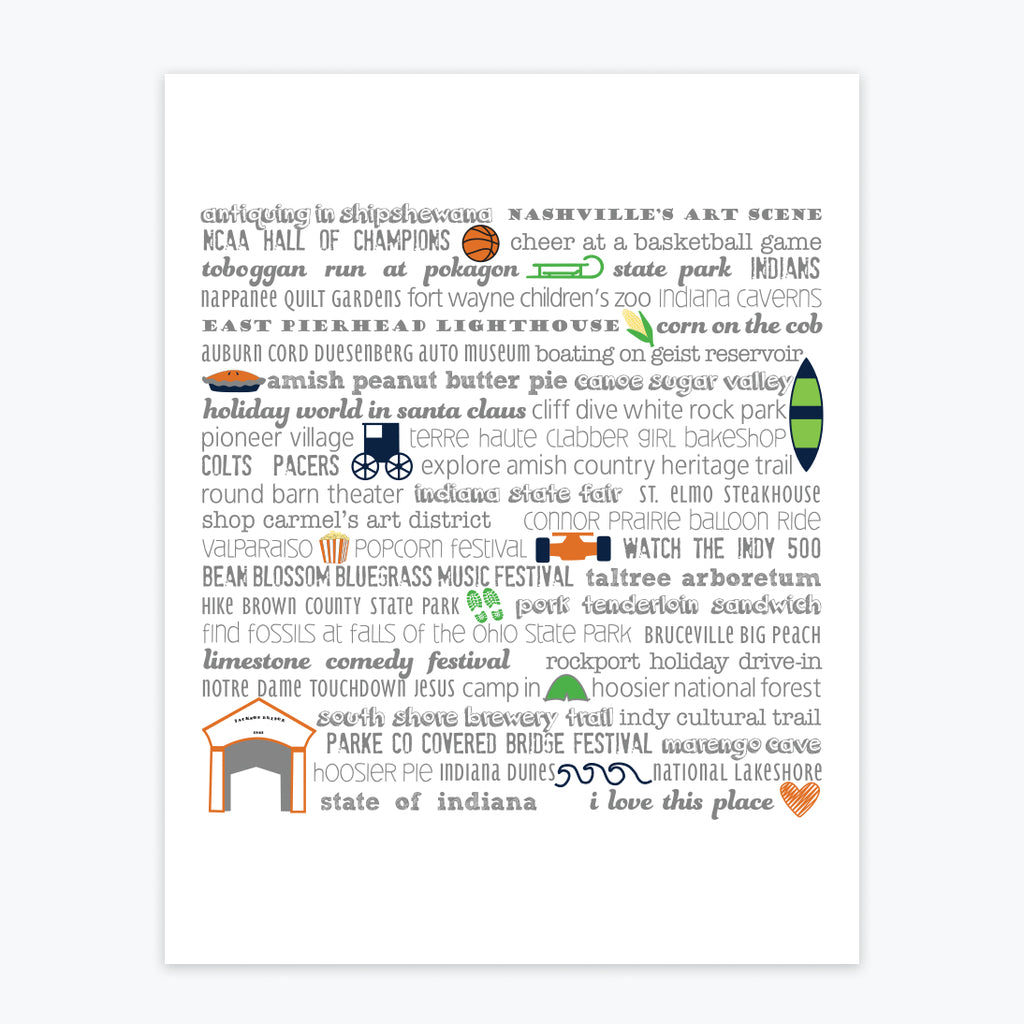Art Print - Indiana Bucket List - Tandem For Two