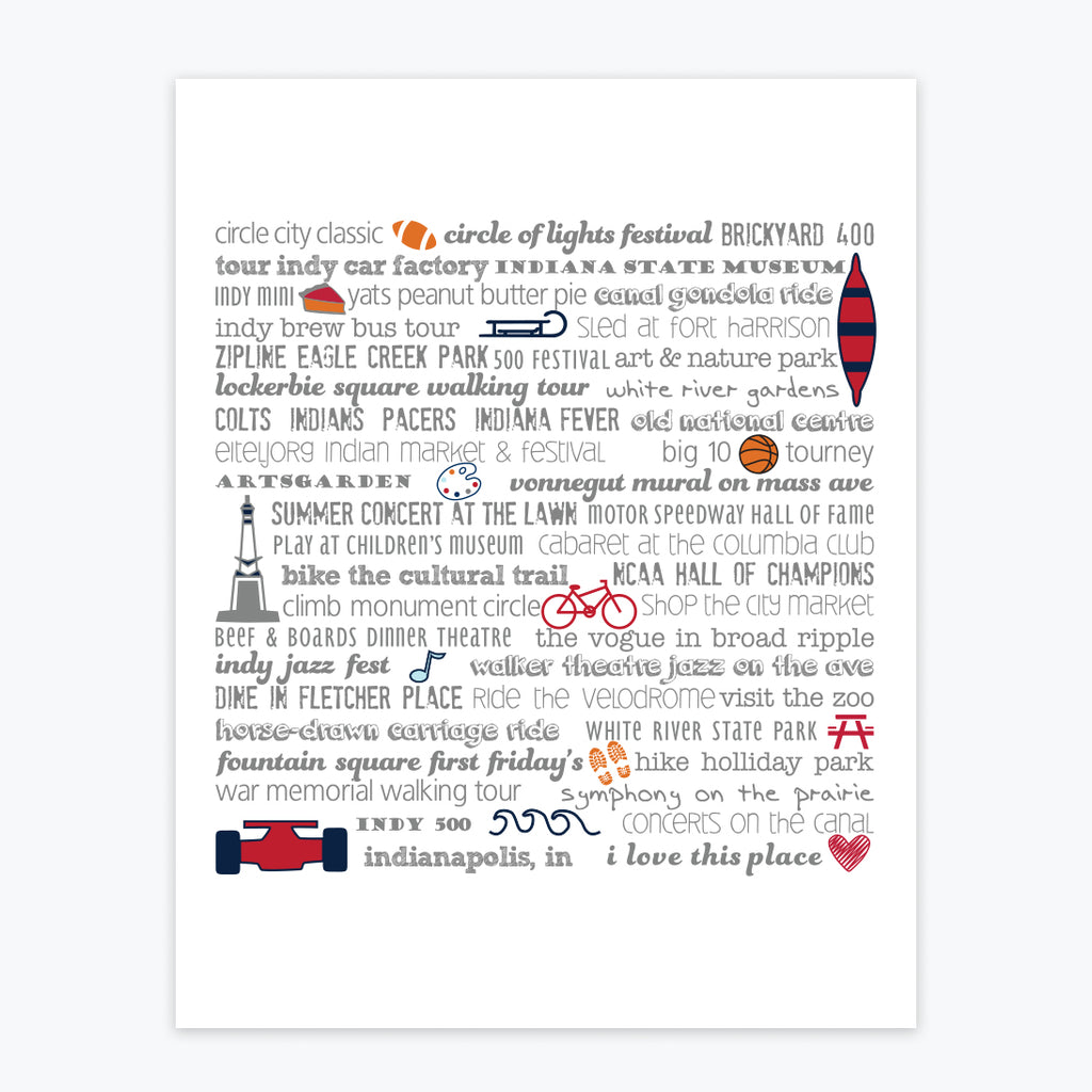 Art Print - Indianapolis Bucket List - Tandem For Two
