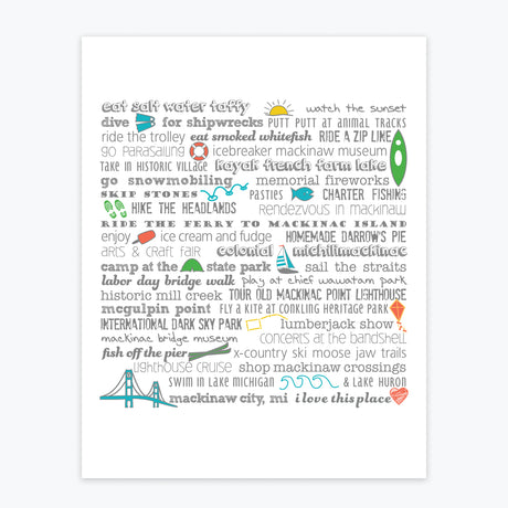 Art Print - Mackinaw City Bucket List - Tandem For Two