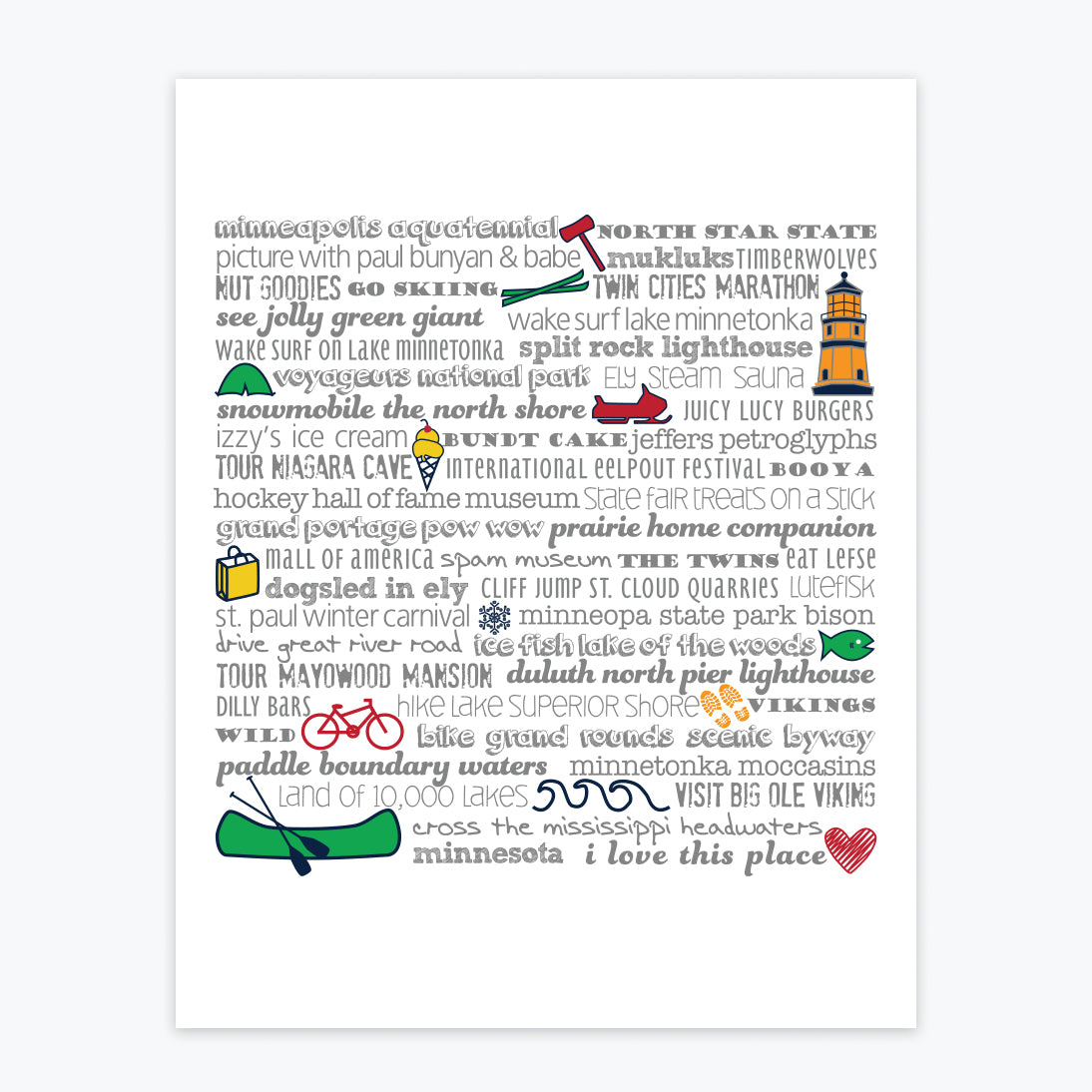 Art Print - Minnesota Bucket List - Tandem For Two