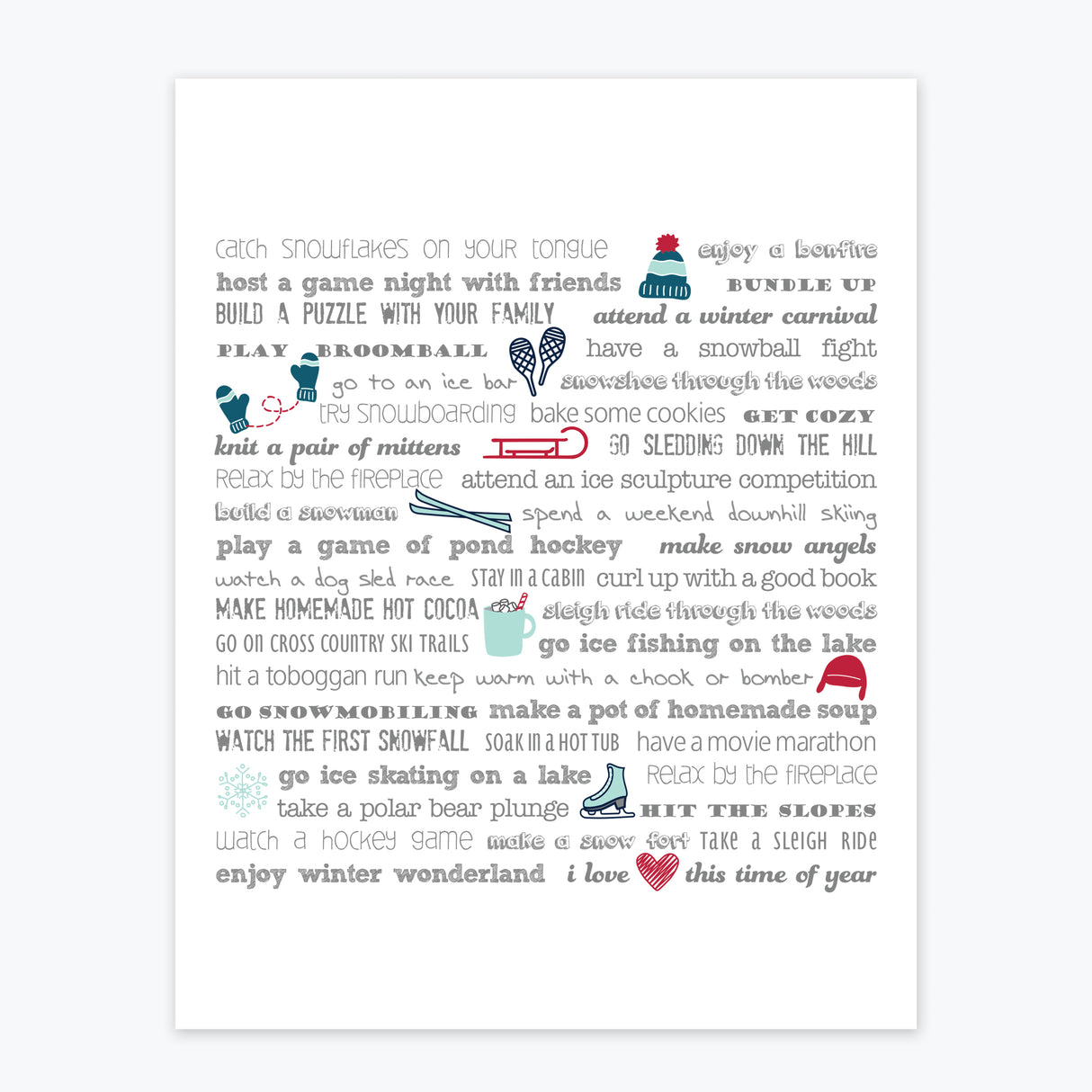 Art Print - Winter Bucket List - Tandem For Two