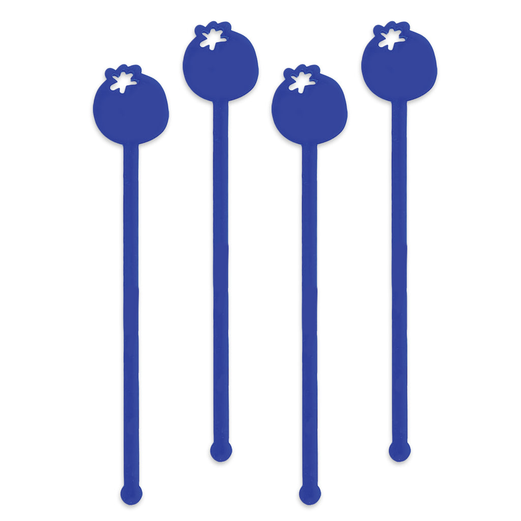 Swizzle Sticks - Blueberry & Leaves Set of 4 - Tandem For Two